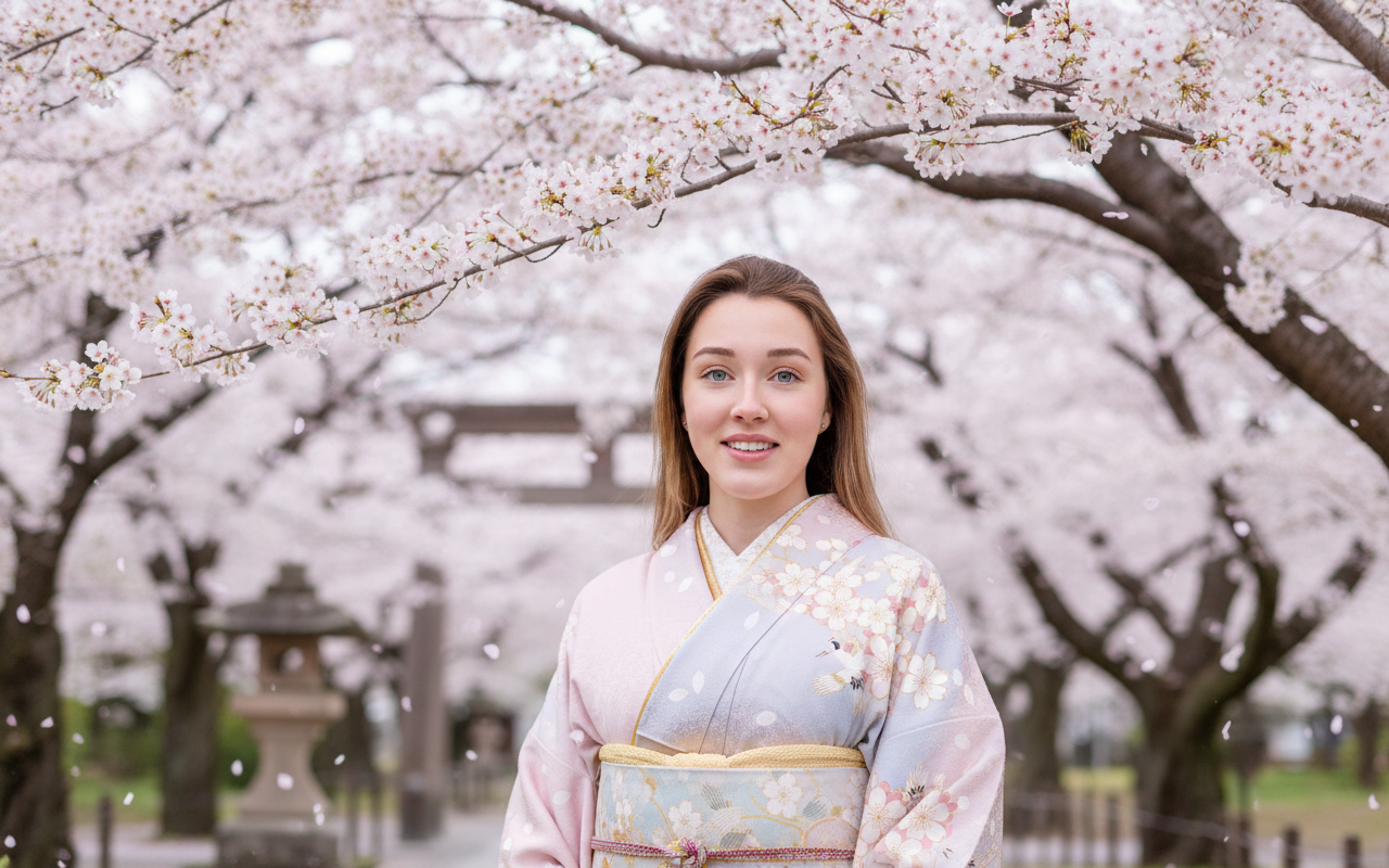 AI-портрет в стиле японской весны с сакурой — VizGPT